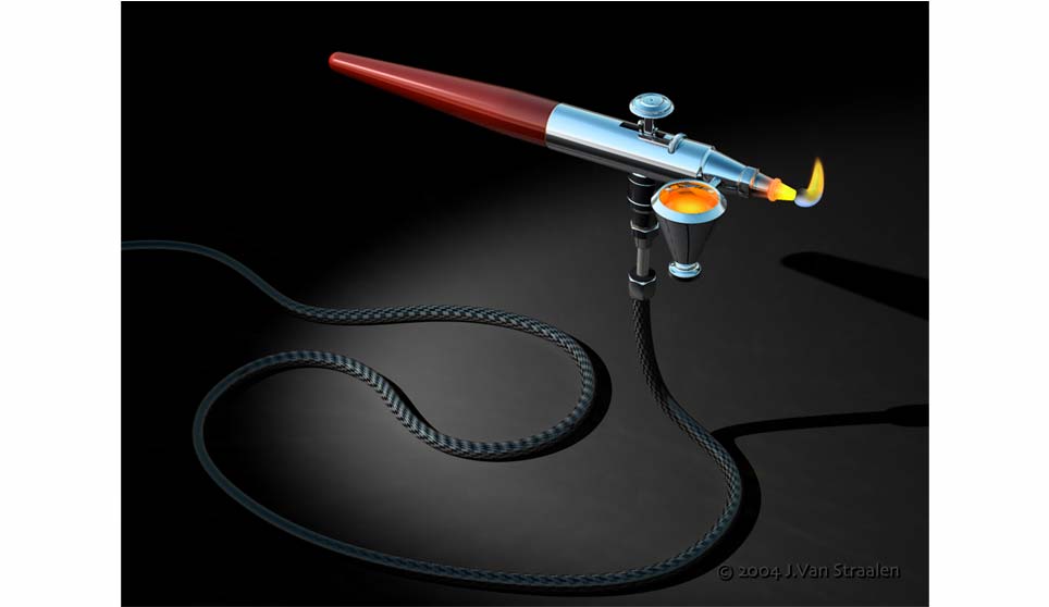 Photo-Realistic 3D Illustration of Paasche Airbrush