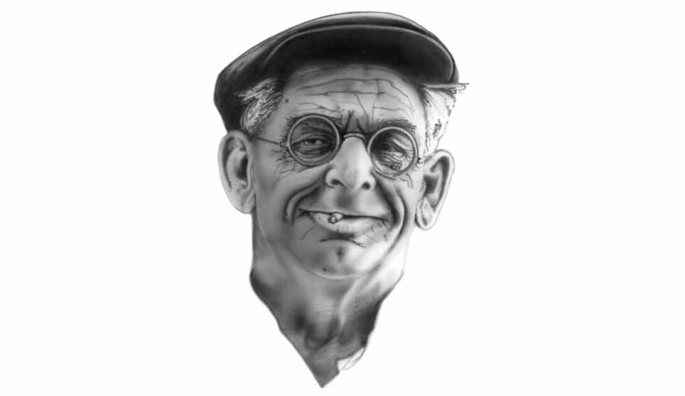 Airbrush Illustration of Old Man
